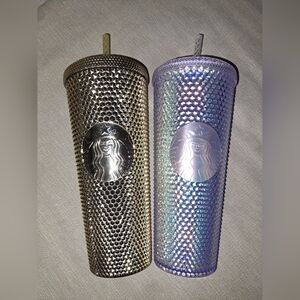Starbucks Gold and Iridescent Tumbler Duo